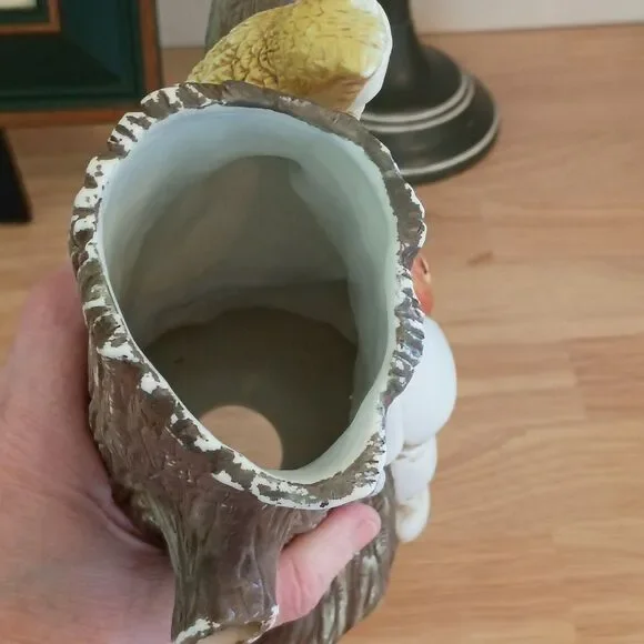 Vintage Ceramic Hand Painted Spooky Tree With Owl & Ghost Holding a Pumpkin Fig - Picture 12 of 15